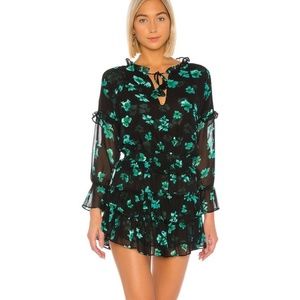 Misa Los Angeles Lolita Mini Dress- Black/Green Floral XS